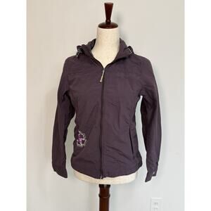 Atunas Women Windbreaker Hooded Jacket Water Resistant Purple Sz Small